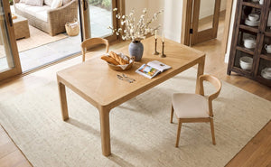 English Elm Trexm Oak Veneer Parquet Rectangular Dining Table with Rubberwood Legs for Modern Homes N715P532641D