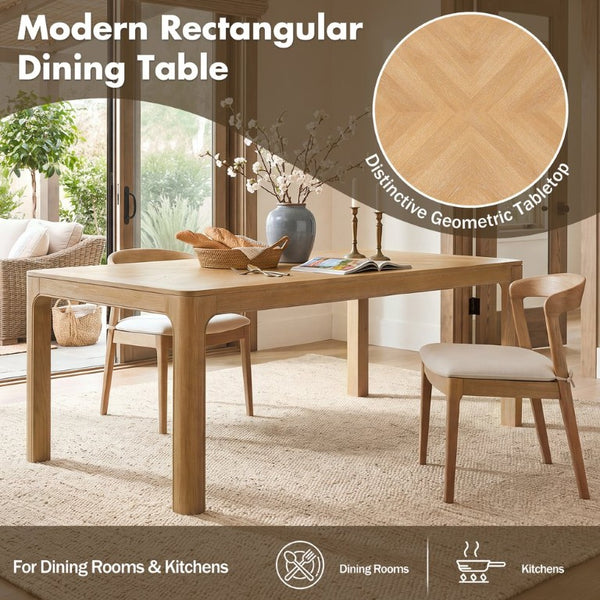 English Elm Trexm Oak Veneer Parquet Rectangular Dining Table with Rubberwood Legs for Modern Homes N715P532641D