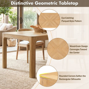 English Elm Trexm Oak Veneer Parquet Rectangular Dining Table with Rubberwood Legs for Modern Homes N715P532641D
