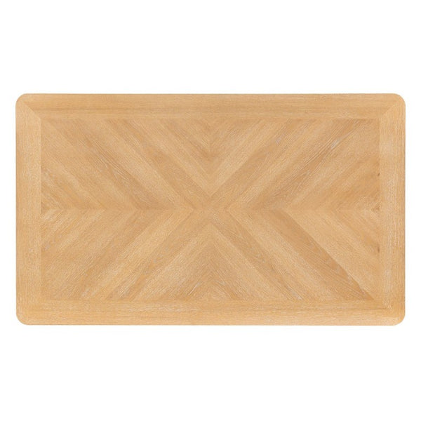 English Elm Trexm Oak Veneer Parquet Rectangular Dining Table with Rubberwood Legs for Modern Homes N715P532641D