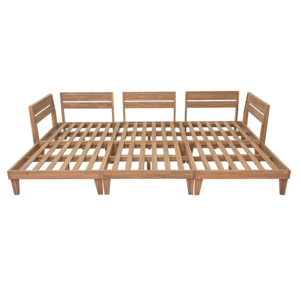 English Elm Topmax Acacia Wood Six Piece Modular Outdoor Daybed Set with Thick Cushions Poolside N717C263001A