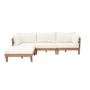 English Elm Topmax Acacia Wood Six Piece Modular Outdoor Daybed Set with Thick Cushions Poolside N717C263001A