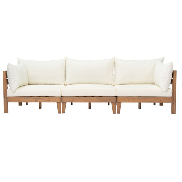 English Elm Topmax Acacia Wood Six Piece Modular Outdoor Daybed Set with Thick Cushions Poolside N717C263001A