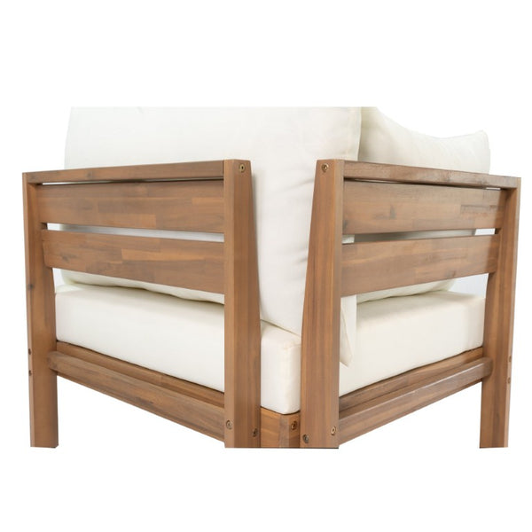 English Elm Topmax Acacia Wood Six Piece Modular Outdoor Daybed Set with Thick Cushions Poolside N717C263001A