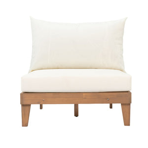 English Elm Topmax Acacia Wood Six Piece Modular Outdoor Daybed Set with Thick Cushions Poolside N717C263001A
