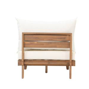 English Elm Topmax Acacia Wood Six Piece Modular Outdoor Daybed Set with Thick Cushions Poolside N717C263001A