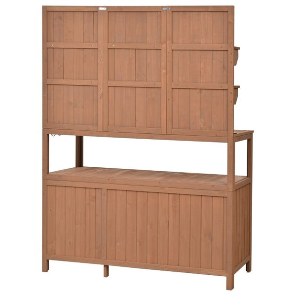English Elm Topmax Solid Fir Wood Potting Bench with Hutch Shelves and Cabinet Garden Workstation N717P233280D