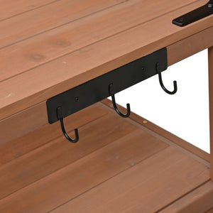 English Elm Topmax Solid Fir Wood Potting Bench with Hutch Shelves and Cabinet Garden Workstation N717P233280D