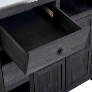 English Elm Topmax Outdoor Fir Wood BBQ Prep Cart Extendable Steel Top with Spice Rack Drawers Black N717P417961B