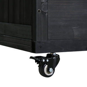 English Elm Topmax Outdoor Fir Wood BBQ Prep Cart Extendable Steel Top with Spice Rack Drawers Black N717P417961B