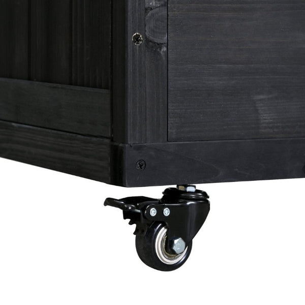 English Elm Topmax Outdoor Fir Wood BBQ Prep Cart Extendable Steel Top with Spice Rack Drawers Black N717P417961B