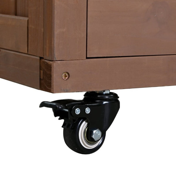 English Elm Topmax Outdoor Fir Wood BBQ Prep Cart Extendable Steel Top with Spice Rack Drawers Brown N717P417961D