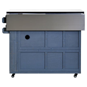 English Elm Topmax Outdoor Fir Wood BBQ Prep Cart Extendable Steel Top with Spice Rack Drawers Gray N717P417961E