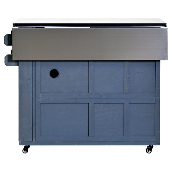 English Elm Topmax Outdoor Fir Wood BBQ Prep Cart Extendable Steel Top with Spice Rack Drawers Gray N717P417961E