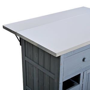 English Elm Topmax Outdoor Fir Wood BBQ Prep Cart Extendable Steel Top with Spice Rack Drawers Gray N717P417961E