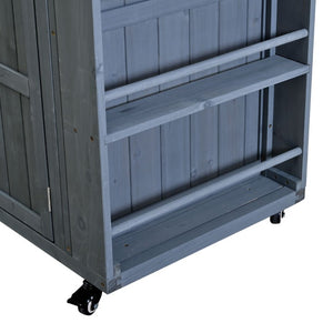 English Elm Topmax Outdoor Fir Wood BBQ Prep Cart Extendable Steel Top with Spice Rack Drawers Gray N717P417961E