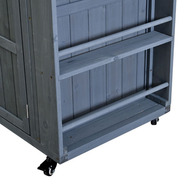English Elm Topmax Outdoor Fir Wood BBQ Prep Cart Extendable Steel Top with Spice Rack Drawers Gray N717P417961E
