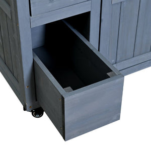 English Elm Topmax Outdoor Fir Wood BBQ Prep Cart Extendable Steel Top with Spice Rack Drawers Gray N717P417961E