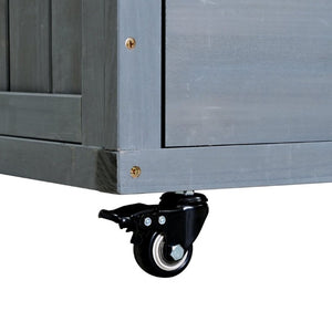 English Elm Topmax Outdoor Fir Wood BBQ Prep Cart Extendable Steel Top with Spice Rack Drawers Gray N717P417961E