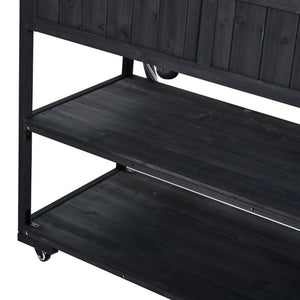 English Elm With Topmax Outdoor Rolling Kitchen Island Solid Fir Cart Stainless Sink and Lockable Wheels Black N717P417966B