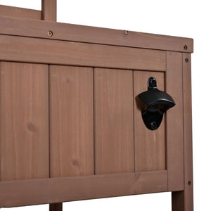 English Elm With Topmax Outdoor Rolling Kitchen Island Solid Fir Cart Stainless Sink and Lockable Wheels Brown N717P417966D