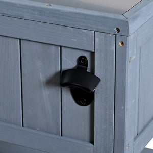 English Elm With Topmax Outdoor Rolling Kitchen Island Solid Fir Cart Stainless Sink and Lockable Wheels Gray N717P417966E