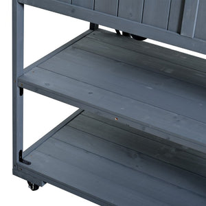 English Elm With Topmax Outdoor Rolling Kitchen Island Solid Fir Cart Stainless Sink and Lockable Wheels Gray N717P417966E