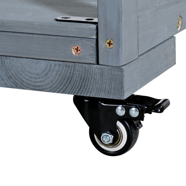 English Elm With Topmax Outdoor Rolling Kitchen Island Solid Fir Cart Stainless Sink and Lockable Wheels Gray N717P417966E