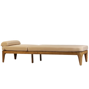 English Elm Topmax Solid Acacia Wood Outdoor Chaise Lounge with Adjustable Backrest and Cushioned Pillow Brown N717P448024D
