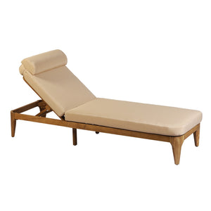 English Elm Topmax Solid Acacia Wood Outdoor Chaise Lounge with Adjustable Backrest and Cushioned Pillow Brown N717P448024D