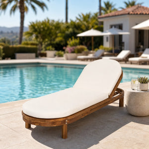 English Elm Topmax Acacia Wood Poolside Chaise Loungers Set of 2 with Six Position Recline N717P479822D