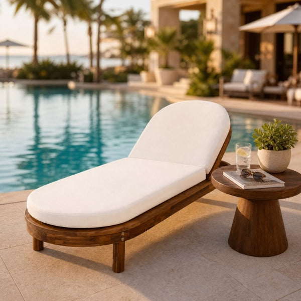 English Elm Topmax Acacia Wood Poolside Chaise Loungers Set of 2 with Six Position Recline N717P479822D