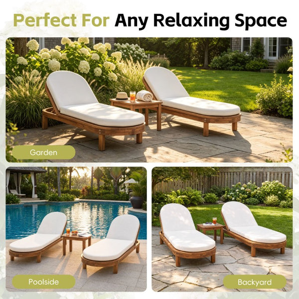 English Elm Topmax Acacia Wood Poolside Chaise Loungers Set of 2 with Six Position Recline N717P479822D