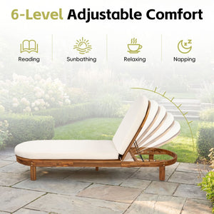 English Elm Topmax Acacia Wood Poolside Chaise Loungers Set of 2 with Six Position Recline N717P479822D