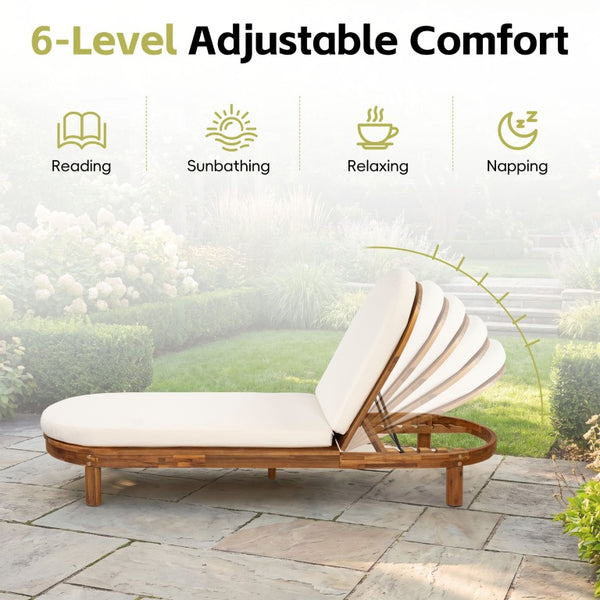 English Elm Topmax Acacia Wood Poolside Chaise Loungers Set of 2 with Six Position Recline N717P479822D