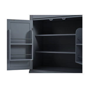 English Elm Assembly Topmax Modern Pantry Cabinet with Marble Countertop Drawer and Adjustable Shelves Gray N717P497477E