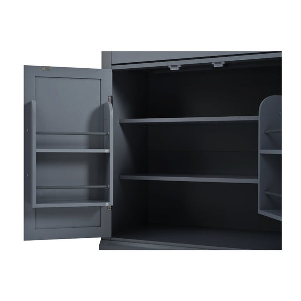 English Elm Assembly Topmax Modern Pantry Cabinet with Marble Countertop Drawer and Adjustable Shelves Gray N717P497477E