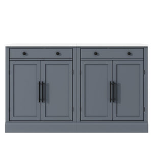 English Elm Assembly Topmax Modern Pantry Cabinet with Marble Countertop Drawer and Adjustable Shelves Gray N717P497477E
