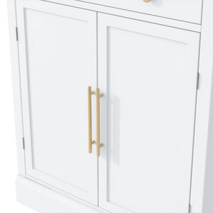 English Elm Assembly Topmax Modern Pantry Cabinet with Marble Countertop Drawer and Adjustable Shelves White N717P497477K