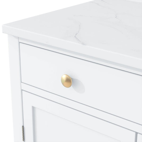 English Elm Assembly Topmax Modern Pantry Cabinet with Marble Countertop Drawer and Adjustable Shelves White N717P497477K