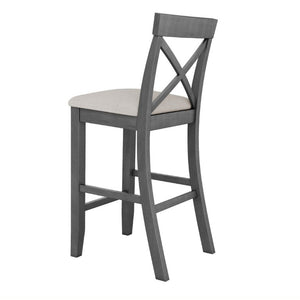 English Elm Topmax Farmhouse Acacia Wood 3 Piece Bar Height Dining Set for Kitchen Nook Gray+Beige N717P498378E