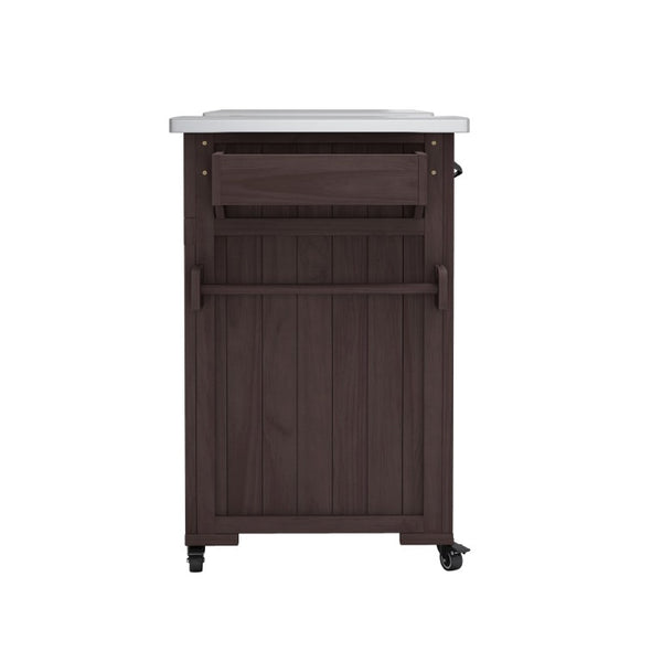 English Elm Topmax Solid Fir Wood Outdoor Grill Cart with Stainless Top Spice Rack and Storage N717P507999D