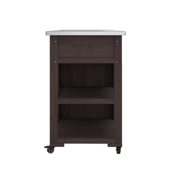 English Elm Topmax Solid Fir Wood Outdoor Grill Cart with Stainless Top Spice Rack and Storage N717P507999D