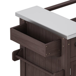 English Elm Topmax Solid Fir Wood Outdoor Grill Cart with Stainless Top Spice Rack and Storage N717P507999D