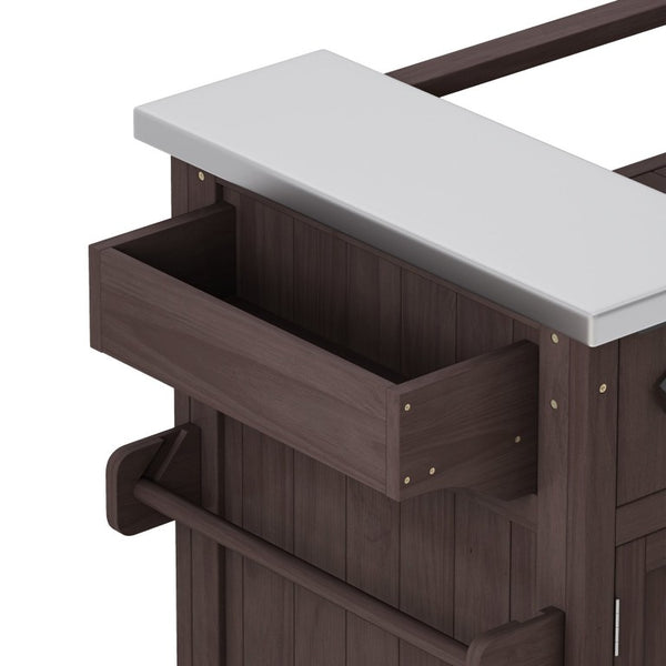 English Elm Topmax Solid Fir Wood Outdoor Grill Cart with Stainless Top Spice Rack and Storage N717P507999D