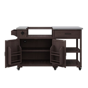 English Elm Topmax Solid Fir Wood Outdoor Grill Cart with Stainless Top Spice Rack and Storage N717P507999D