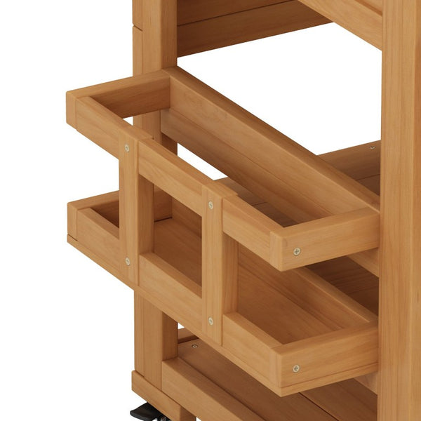 English Elm Topmax Fir Wood Grill Cart with Stainless Steel Top Gas Tank Storage and Spice Rack Natural N717P508001A