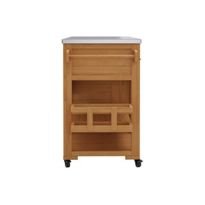 English Elm Topmax Fir Wood Grill Cart with Stainless Steel Top Gas Tank Storage and Spice Rack Natural N717P508001A