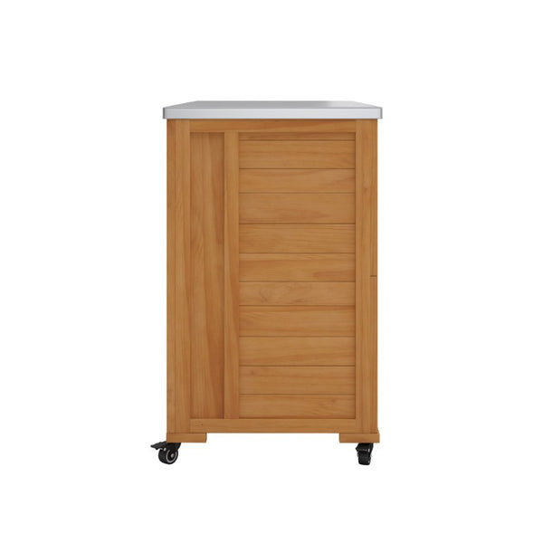 English Elm Topmax Fir Wood Grill Cart with Stainless Steel Top Gas Tank Storage and Spice Rack Natural N717P508001A