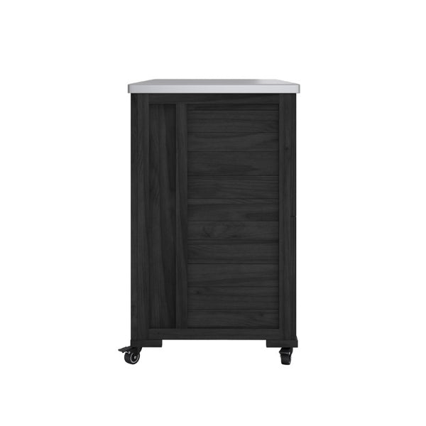 English Elm Topmax Fir Wood Grill Cart with Stainless Steel Top Gas Tank Storage and Spice Rack Black N717P508001B